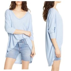 Free People We The Free Catch Waves Oversized Tee Light Blue S